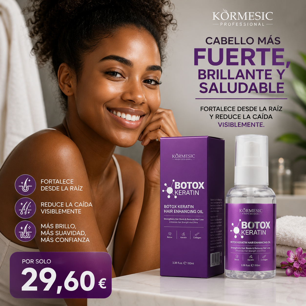 Aceite Capilar con Keratina y Colágeno – 100 ml