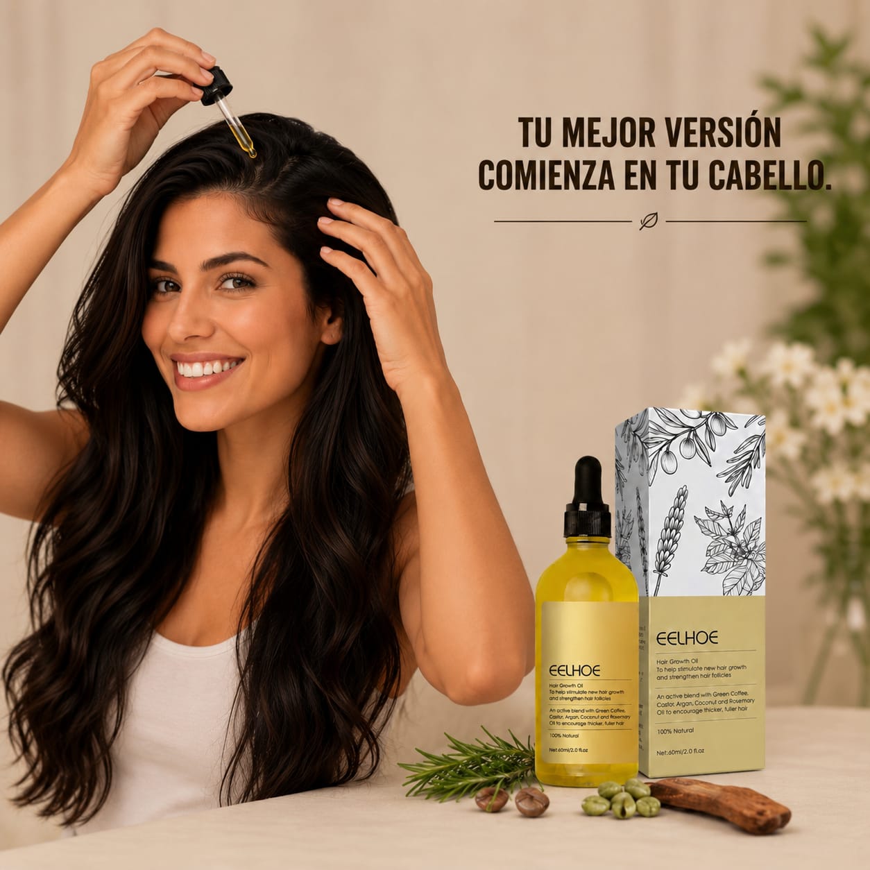 Aceite Esencial Capilar Vegano - 60 ml.
