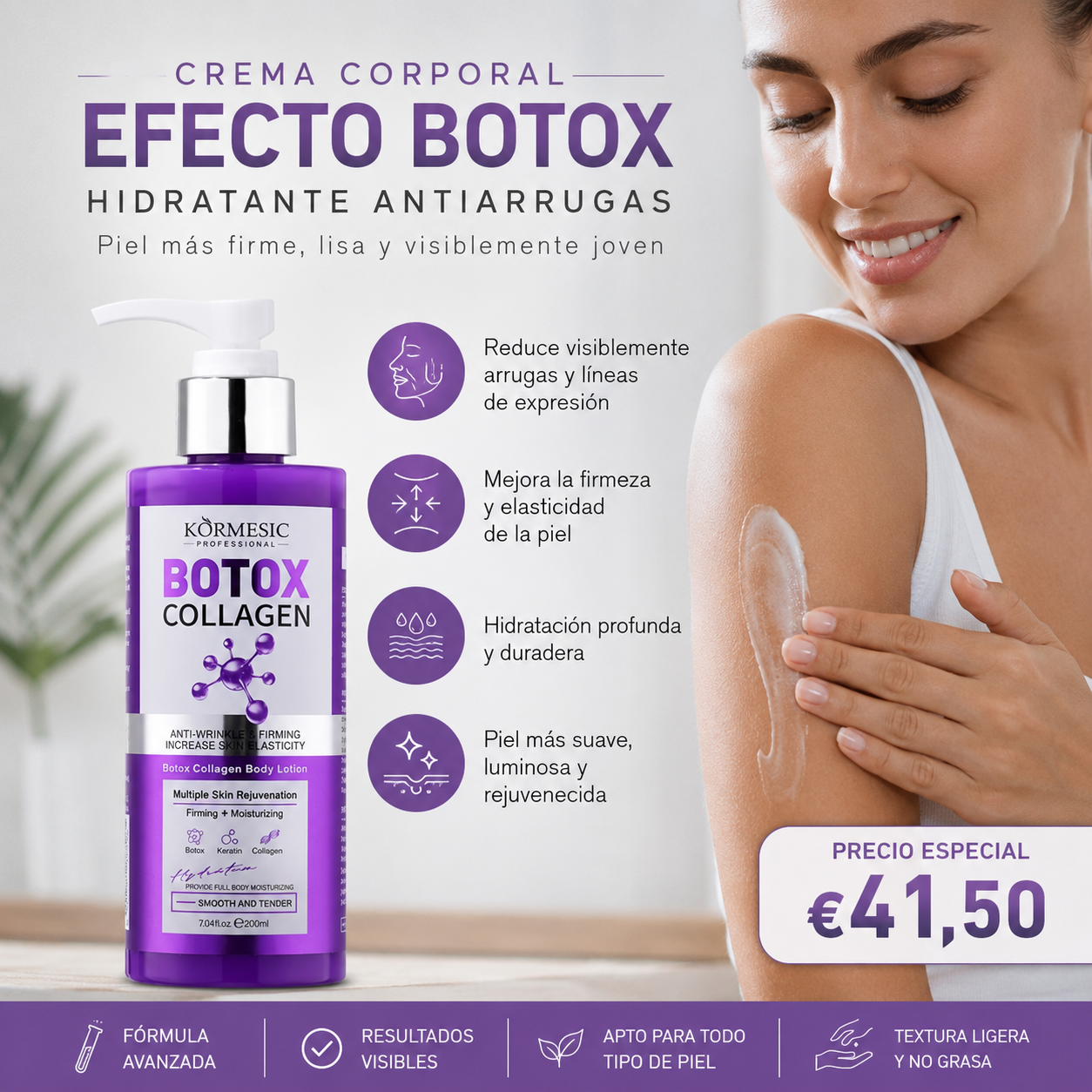 Crema Corporal  Efecto Botox Hidratante Antiarrugas - 200 ml.